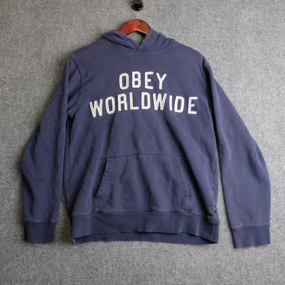 Obey Hoodie Mens XL Blue‎ Pullover Fleece OBEY Worldwide Graphic Streetwear Logo